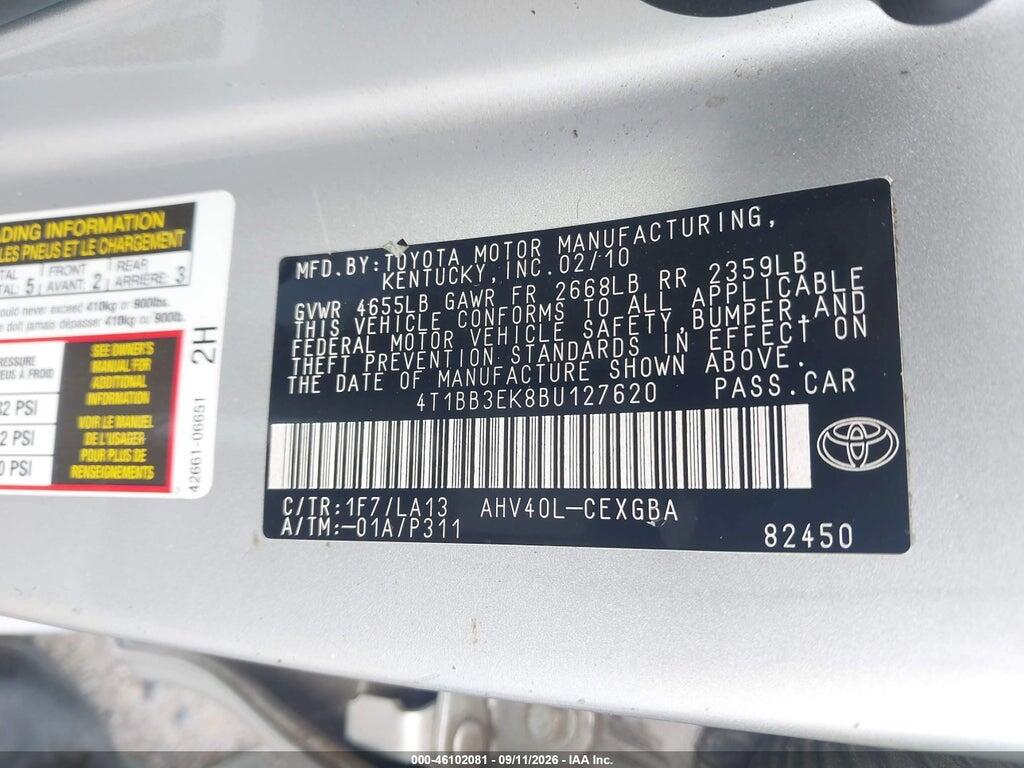 4T1BB3EK8BU127620 2011 TOYOTA CAMRY HYBRID photo no. 9