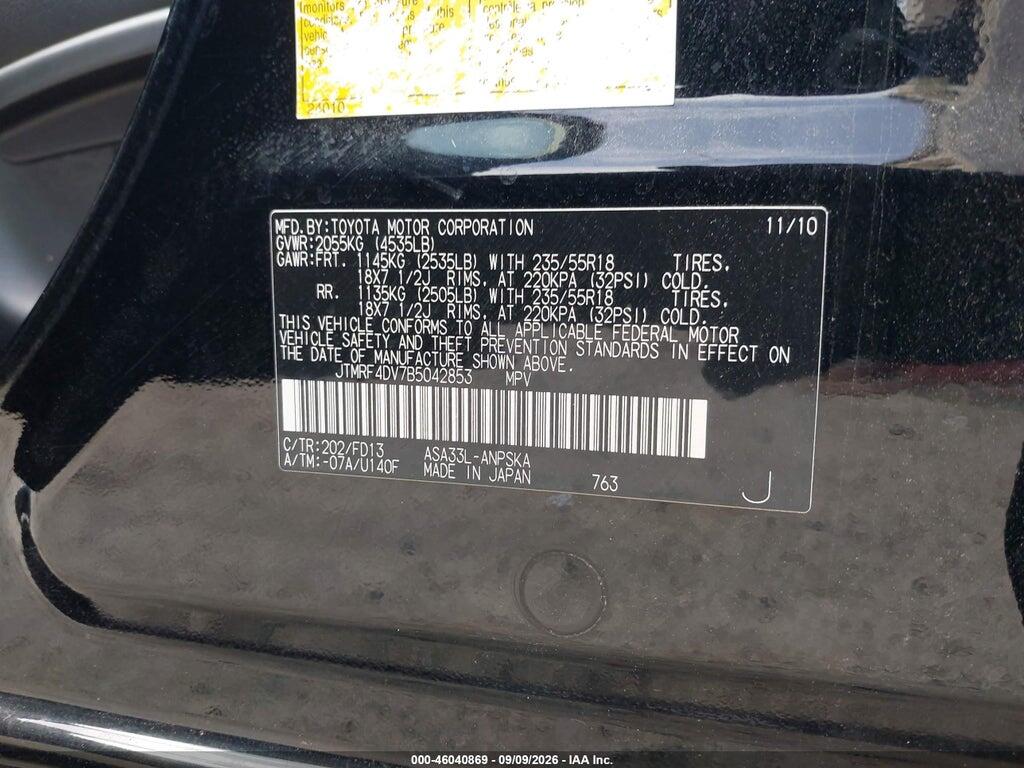 JTMRF4DV7B5042853 2011 TOYOTA RAV4 photo no. 9