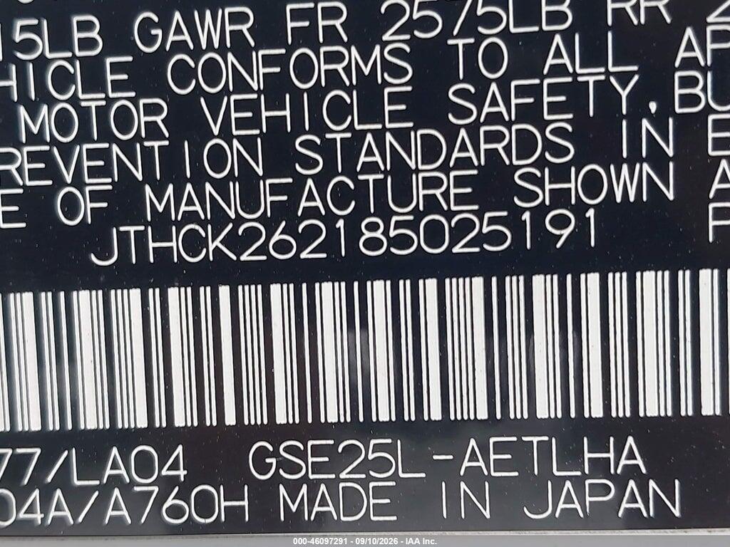 JTHCK262185025191 2008 LEXUS IS 250 photo no. 9