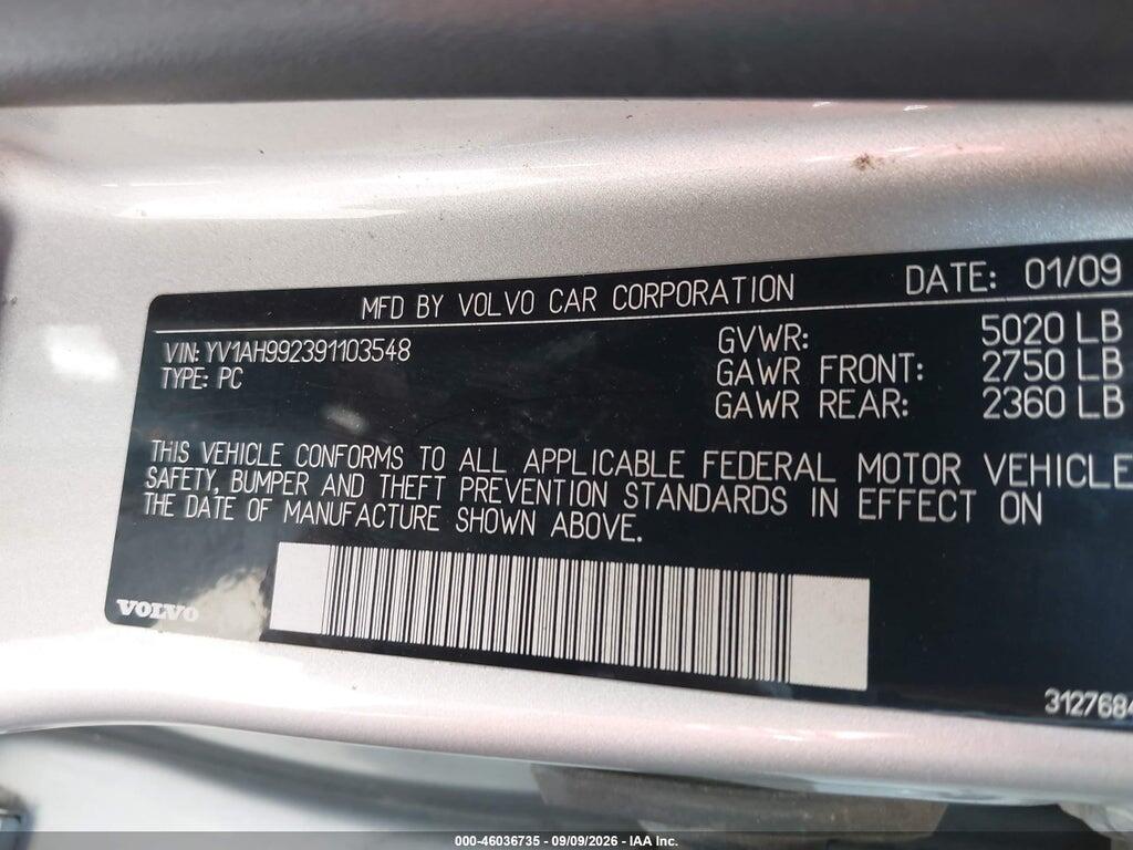 YV1AH992391103548 2009 VOLVO S80 photo no. 9