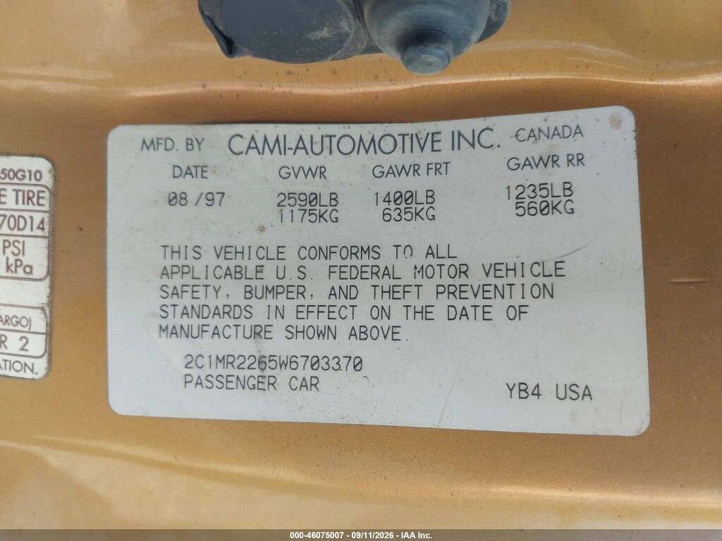 2C1MR2265W6703370 1998 CHEVROLET METRO photo no. 9