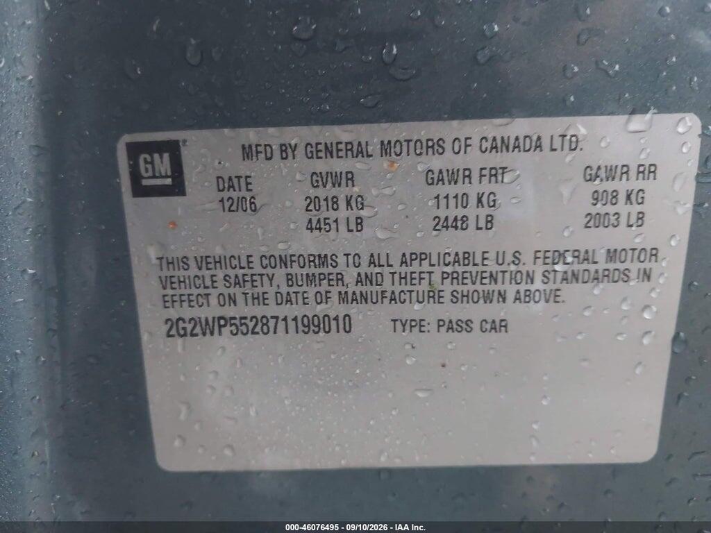 2G2WP552871199010 2007 PONTIAC GRAND PRIX photo no. 9