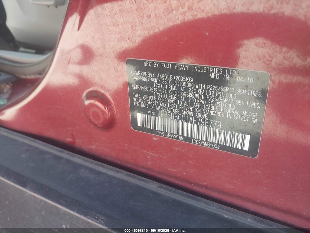 JF2SH6CC1AH798779 2010 SUBARU FORESTER photo no. 9