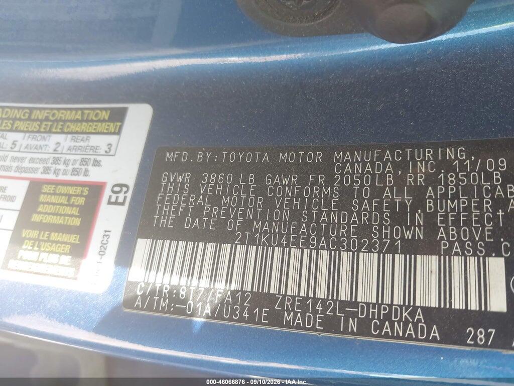 2T1KU4EE9AC302371 2010 TOYOTA MATRIX photo no. 9