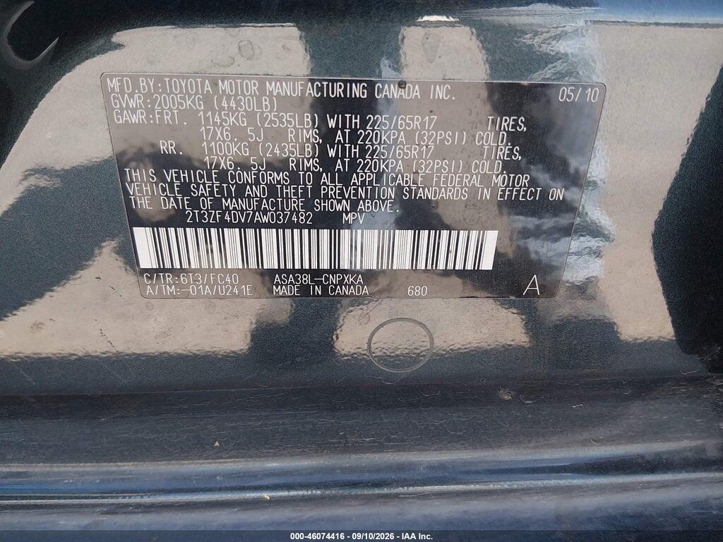 2T3ZF4DV7AW037482 2010 TOYOTA RAV4 photo no. 9