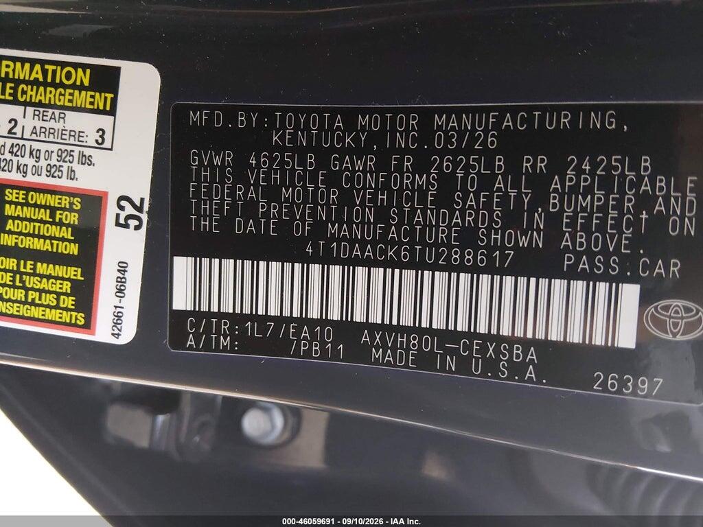 4T1DAACK6TU288617 2026 TOYOTA CAMRY photo no. 9