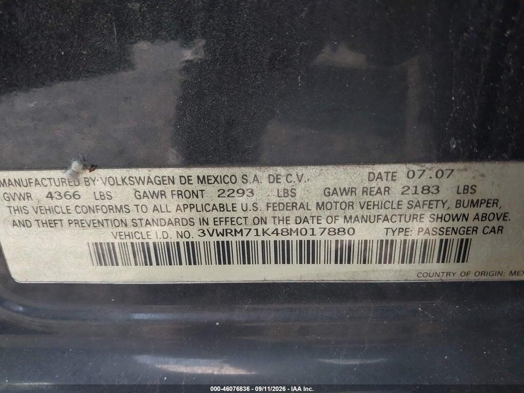 3VWRM71K48M017880 2008 VOLKSWAGEN JETTA photo no. 9