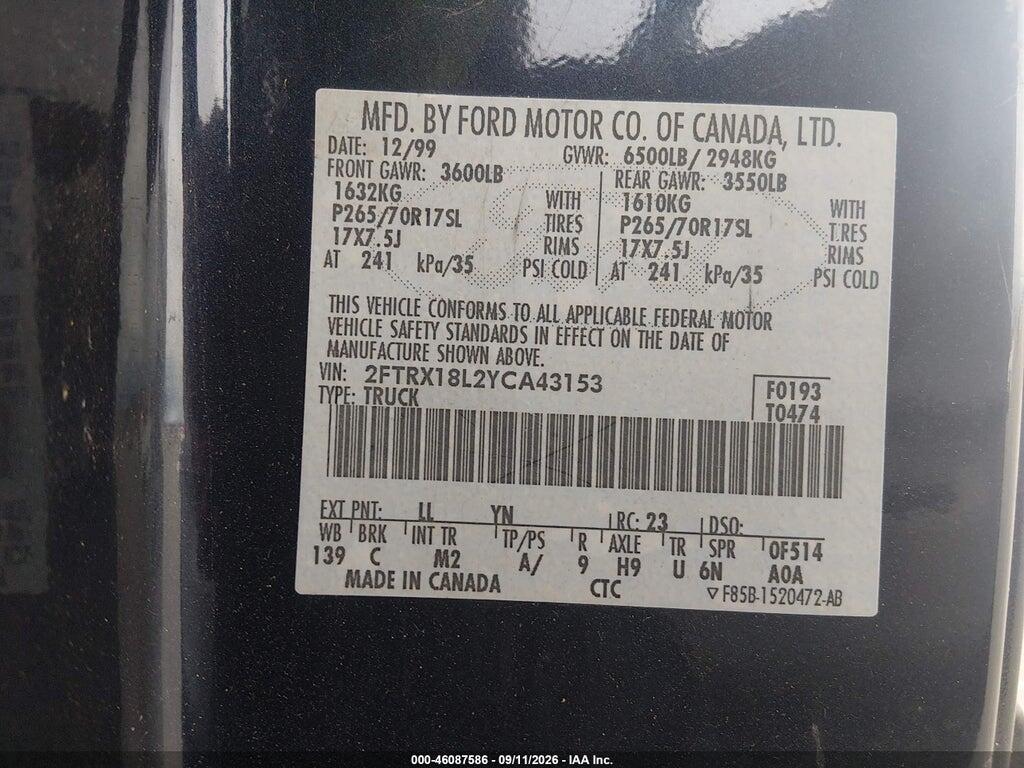 2FTRX18L2YCA43153 2000 FORD F-150 photo no. 9