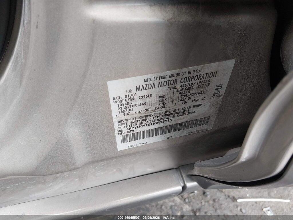 4F2YU09101KM38915 2001 MAZDA TRIBUTE photo no. 9