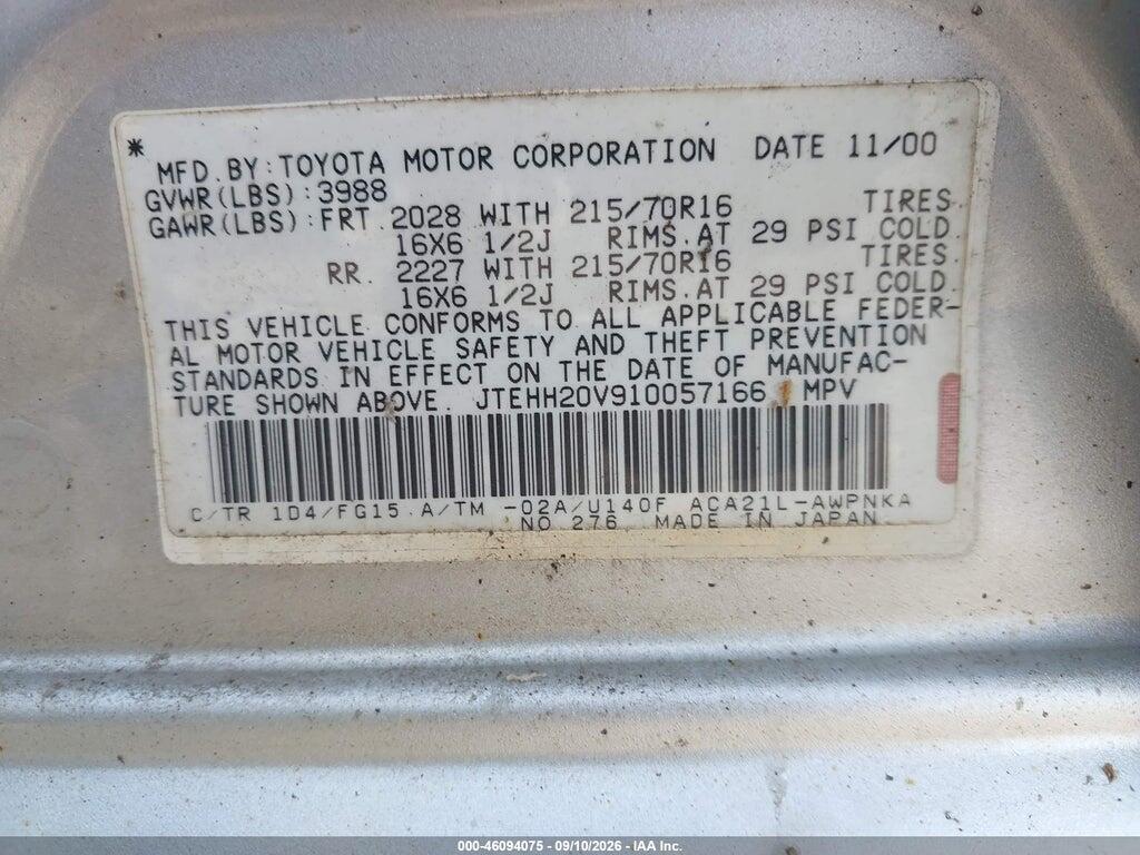 JTEHH20V910057166 2001 TOYOTA RAV4 photo no. 9