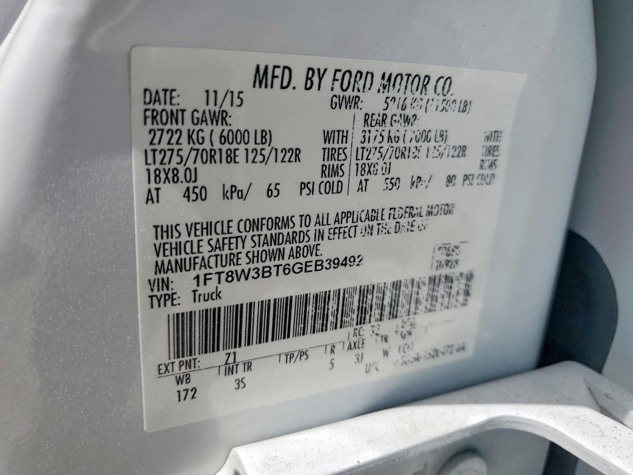 1FT8W3BT6GEB39492 2016 FORD F350 photo no. 12