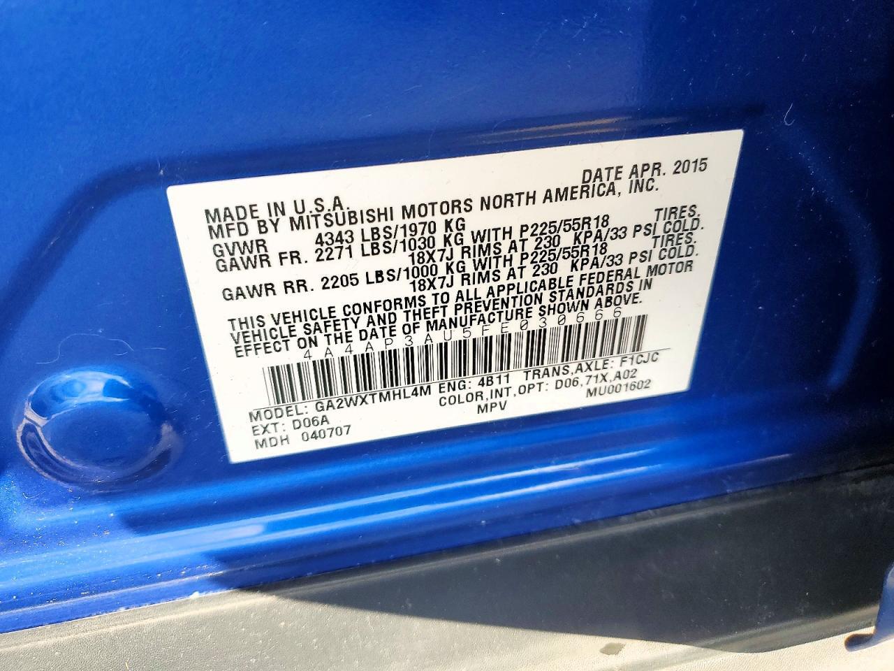 2015 MITSUBISHI OUTLANDER SPORT ES — Фото 13 из 13