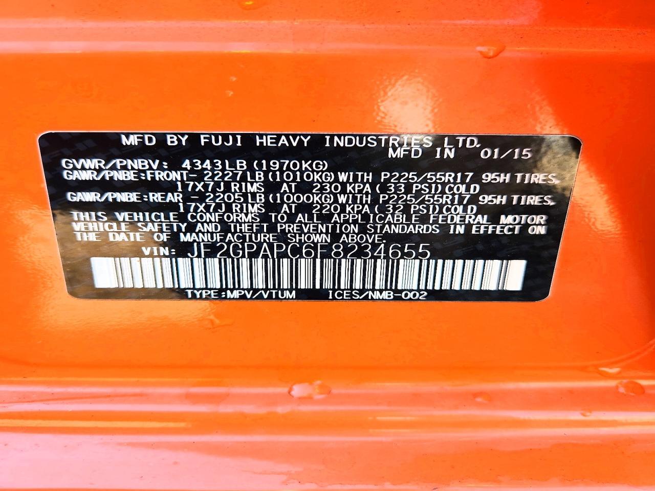 2015 SUBARU XV CROSSTREK 2.0 LIMITED — Фото 14 из 14