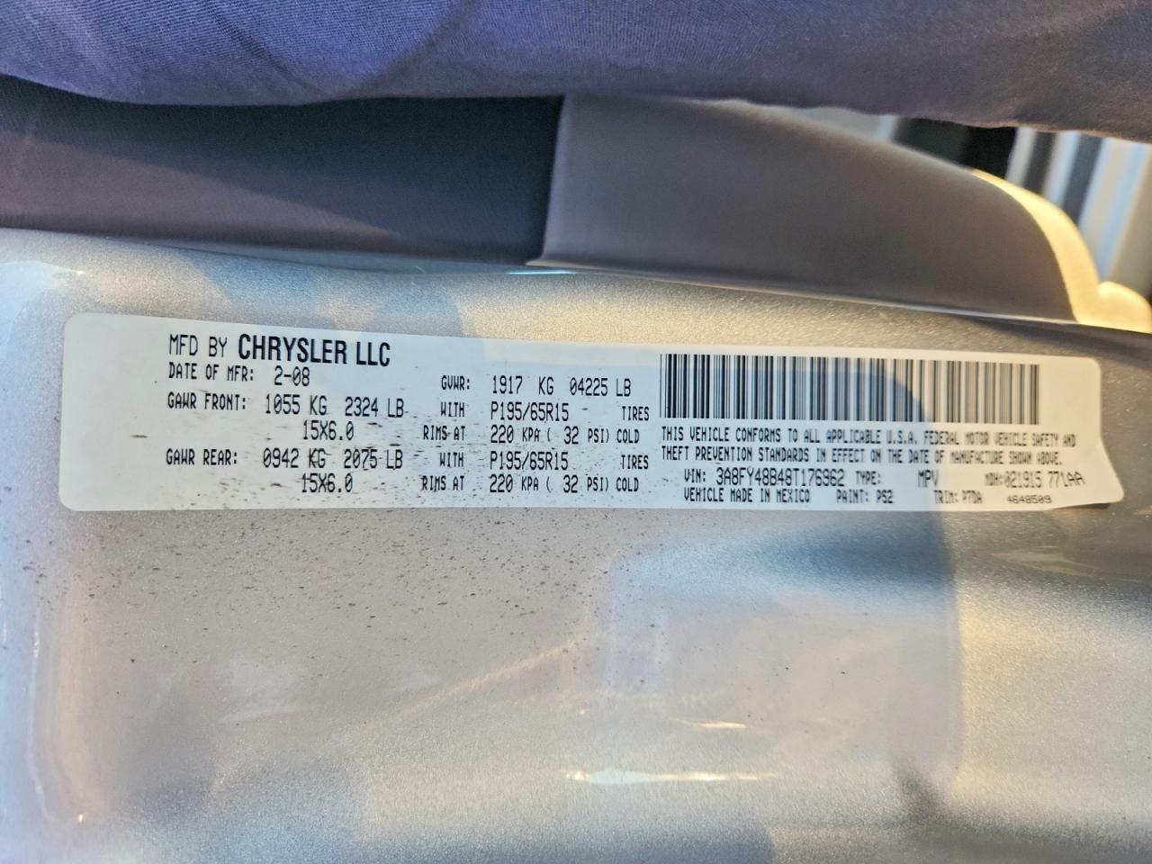 3A8FY48B48T176962 2008 CHRYSLER PT CRUISER photo no. 12