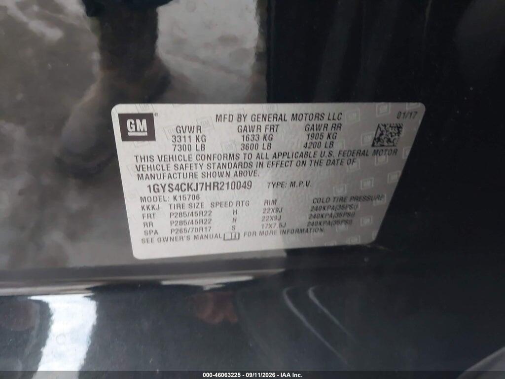 1GYS4CKJ7HR210049 2017 CADILLAC ESCALADE photo no. 9