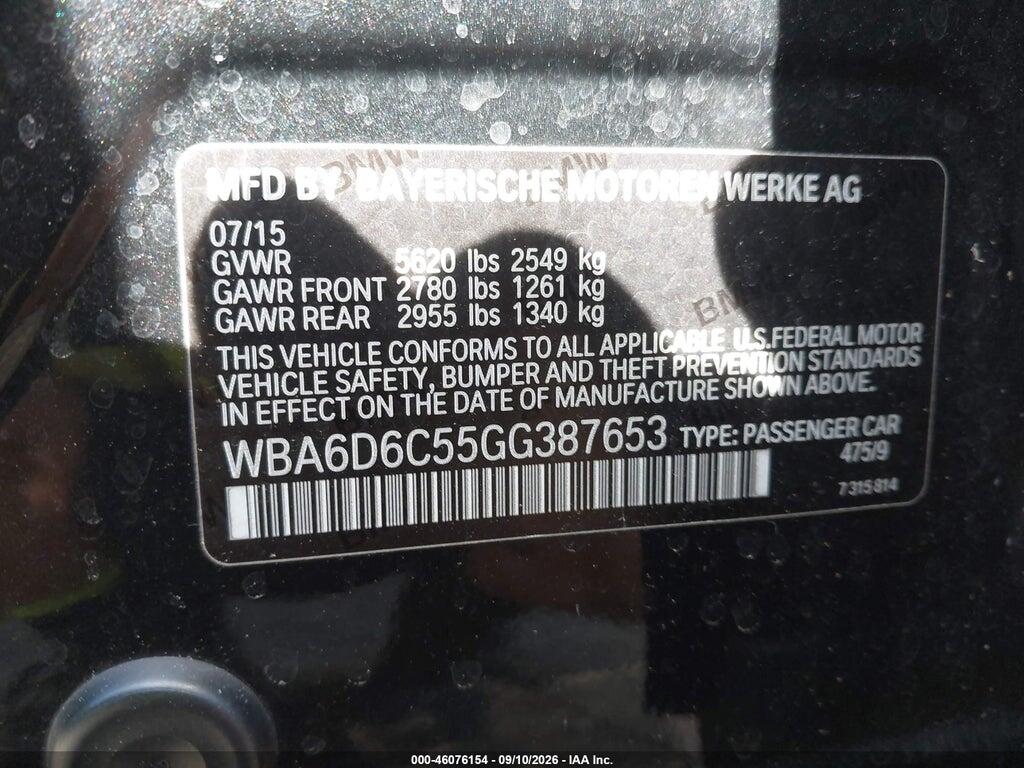 WBA6D6C55GG387653 2016 BMW 650I GRAN COUPE photo no. 9