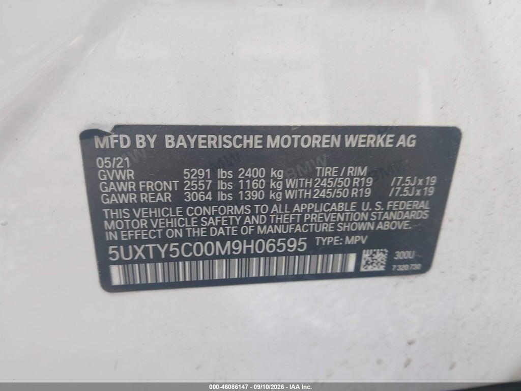 5UXTY5C00M9H06595 2021 BMW X3 photo no. 9