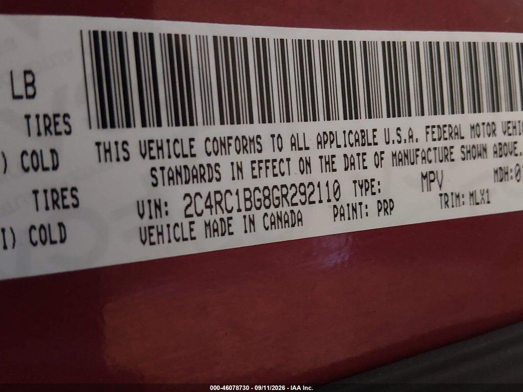 2C4RC1BG8GR292110 2016 CHRYSLER TOWN & COUNTRY photo no. 9