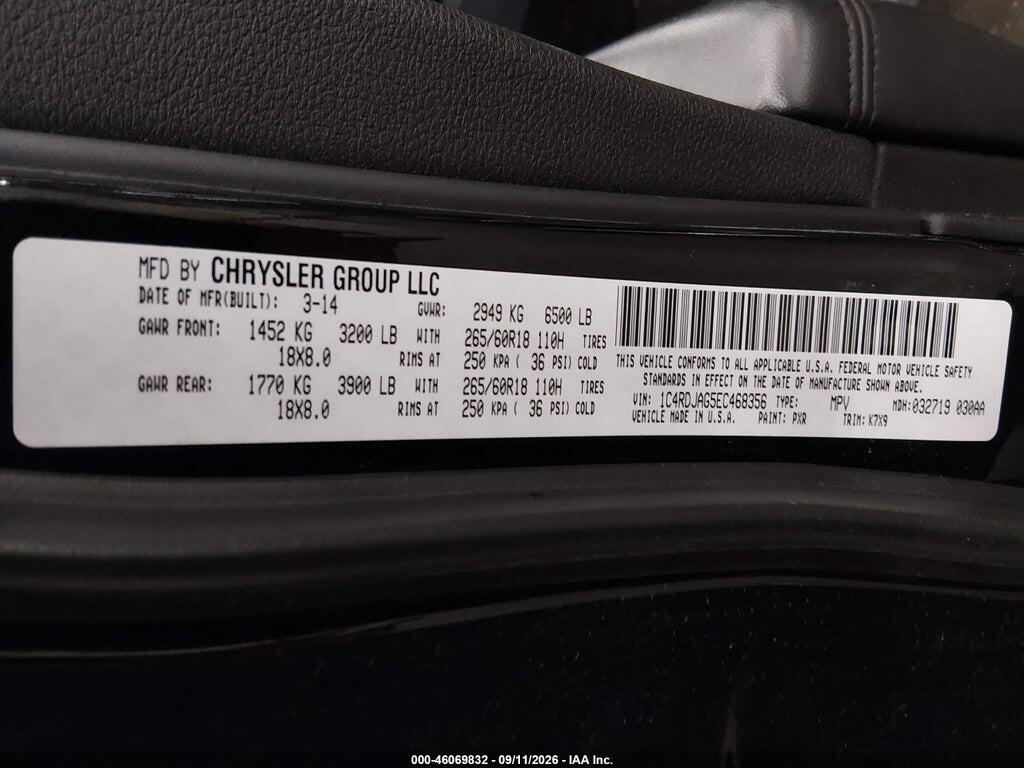 1C4RDJAG5EC468356 2014 DODGE DURANGO photo no. 9