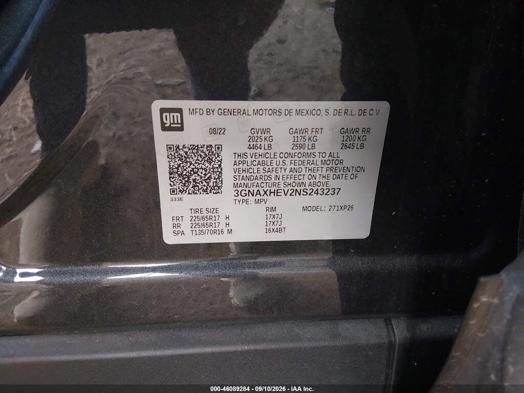 3GNAXHEV2NS243237 2022 CHEVROLET EQUINOX photo no. 9
