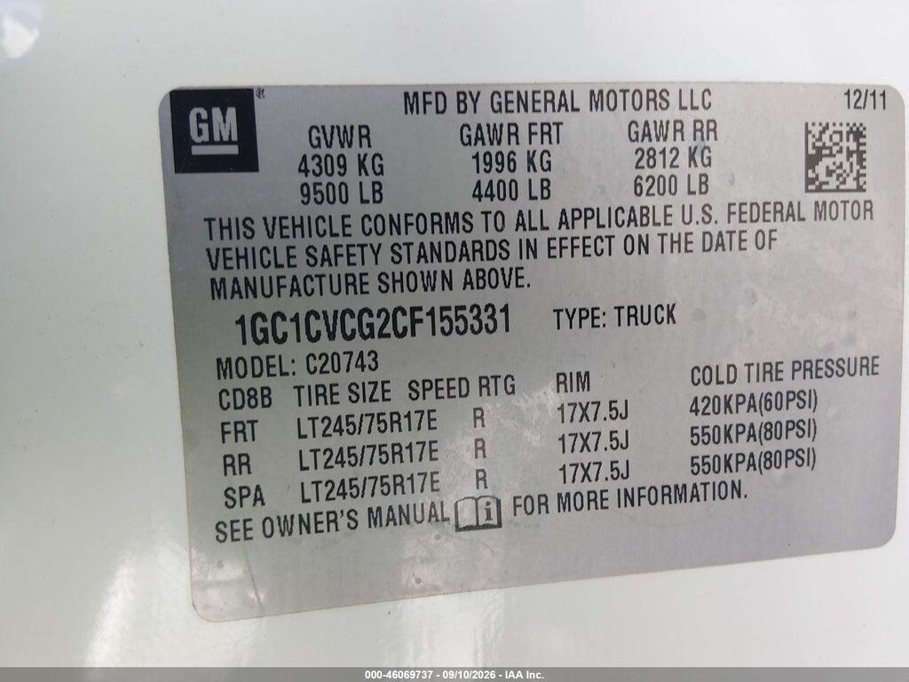 1GC1CVCG2CF155331 2012 CHEVROLET SILVERADO 2500HD photo no. 9