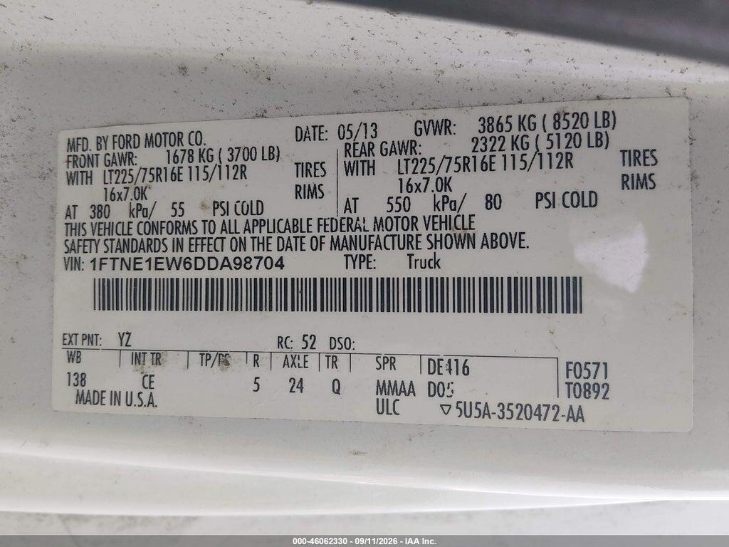 1FTNE1EW6DDA98704 2013 FORD E-150 photo no. 9
