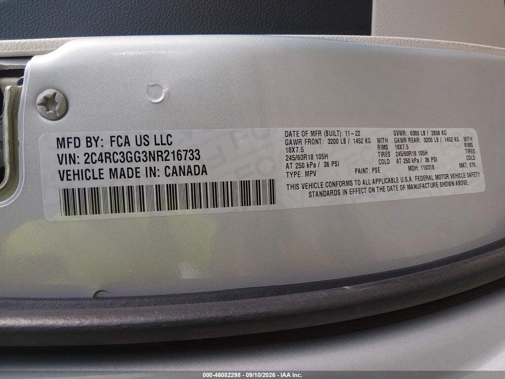2C4RC3GG3NR216733 2022 CHRYSLER PACIFICA photo no. 11