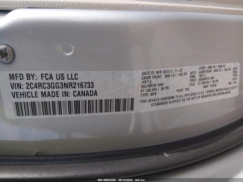2C4RC3GG3NR216733 2022 CHRYSLER PACIFICA photo no. 9