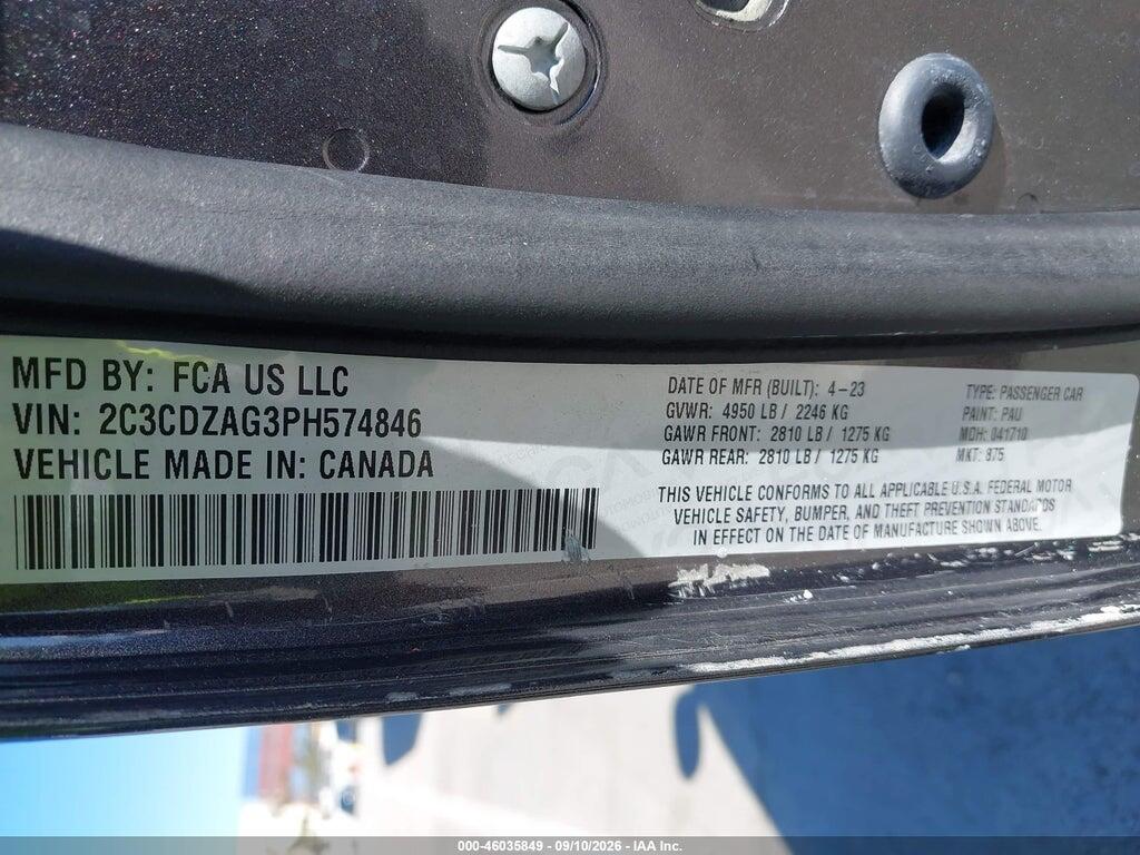 2C3CDZAG3PH574846 2023 DODGE CHALLENGER photo no. 9