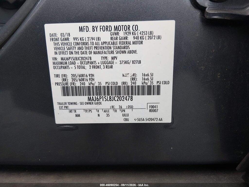 MAJ6P1SL8JC202478 2018 FORD ECOSPORT photo no. 9