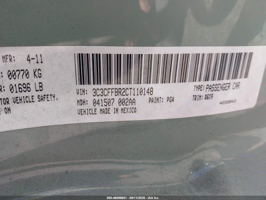 3C3CFFBR2CT110148 2012 FIAT 500 photo no. 9