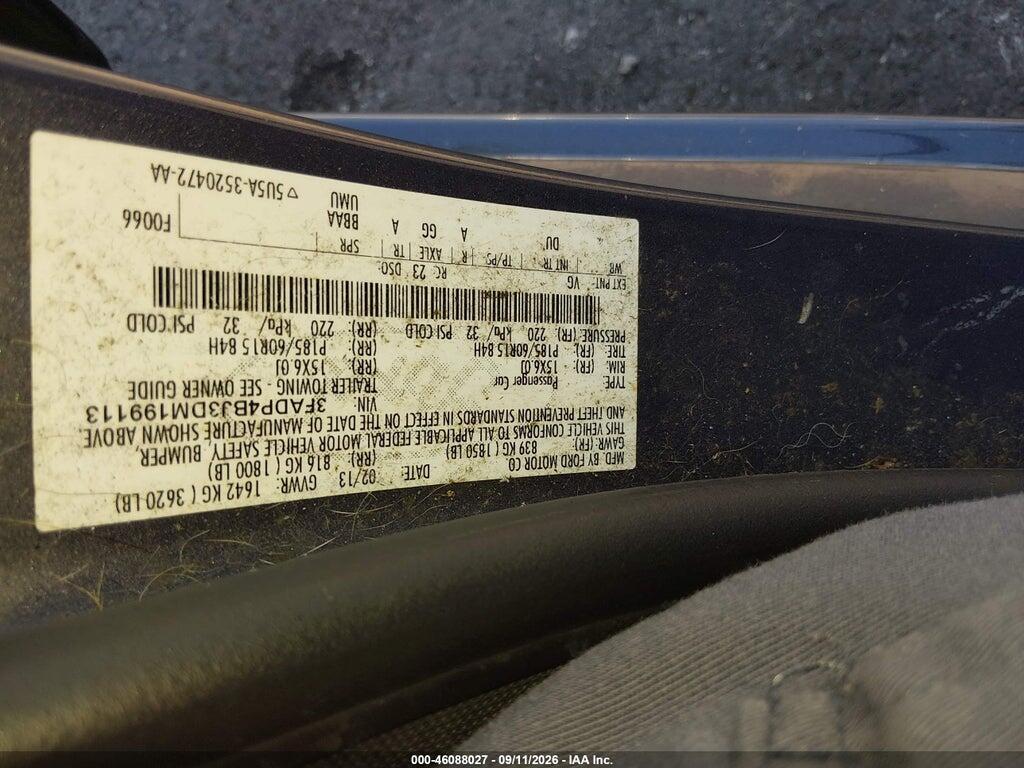 3FADP4BJ3DM199113 2013 FORD FIESTA photo no. 9