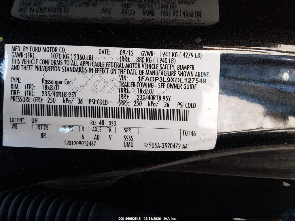 1FADP3L9XDL127549 2013 FORD FOCUS ST photo no. 9