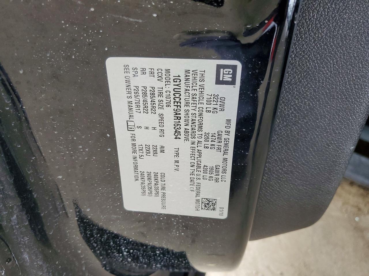 1GYUCCEF9AR163454 2010 CADILLAC ESCALADE photo no. 12