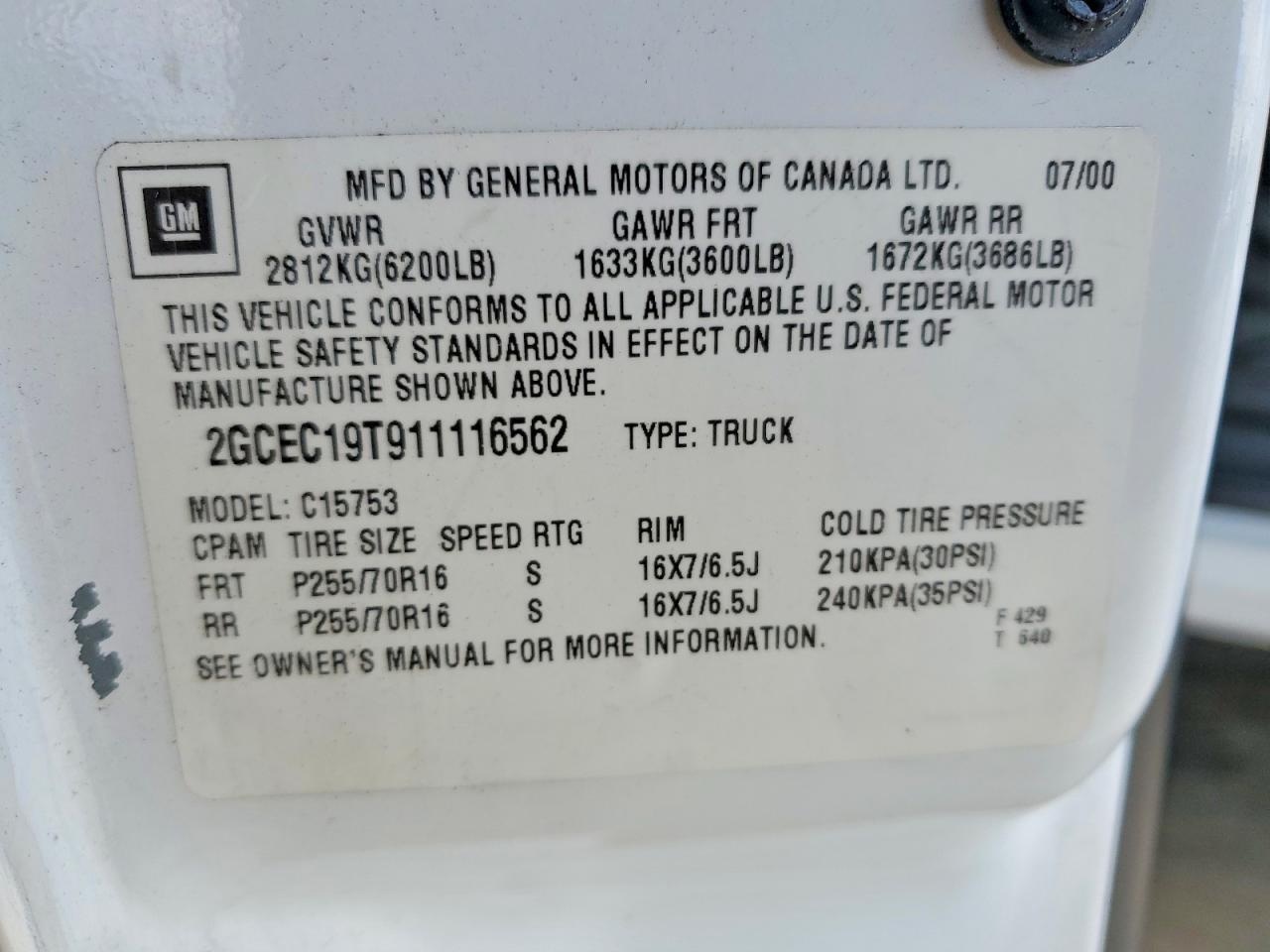 2GCEC19T911116562 2001 CHEVROLET SILVERADO photo no. 12