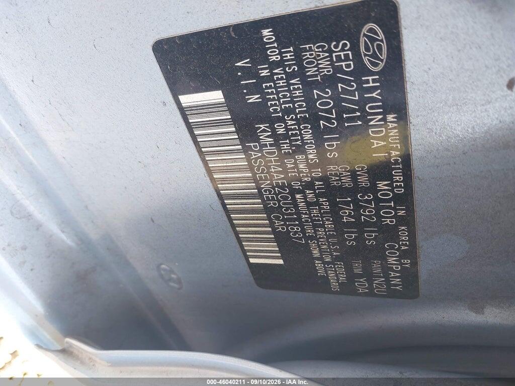 KMHDH4AE2CU311837 2012 HYUNDAI ELANTRA photo no. 9