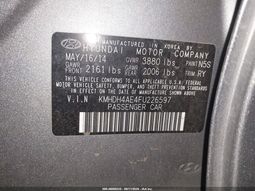 KMHDH4AE4FU226597 2015 HYUNDAI ELANTRA photo no. 9