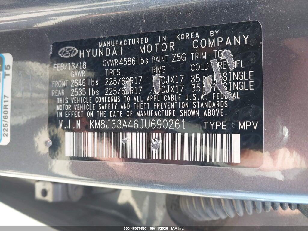 KM8J33A46JU690261 2018 HYUNDAI TUCSON photo no. 9