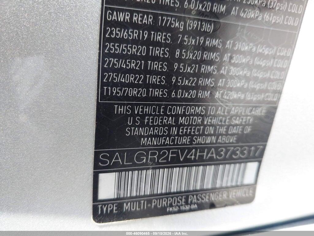 SALGR2FV4HA373317 2017 LAND ROVER RANGE ROVER photo no. 9