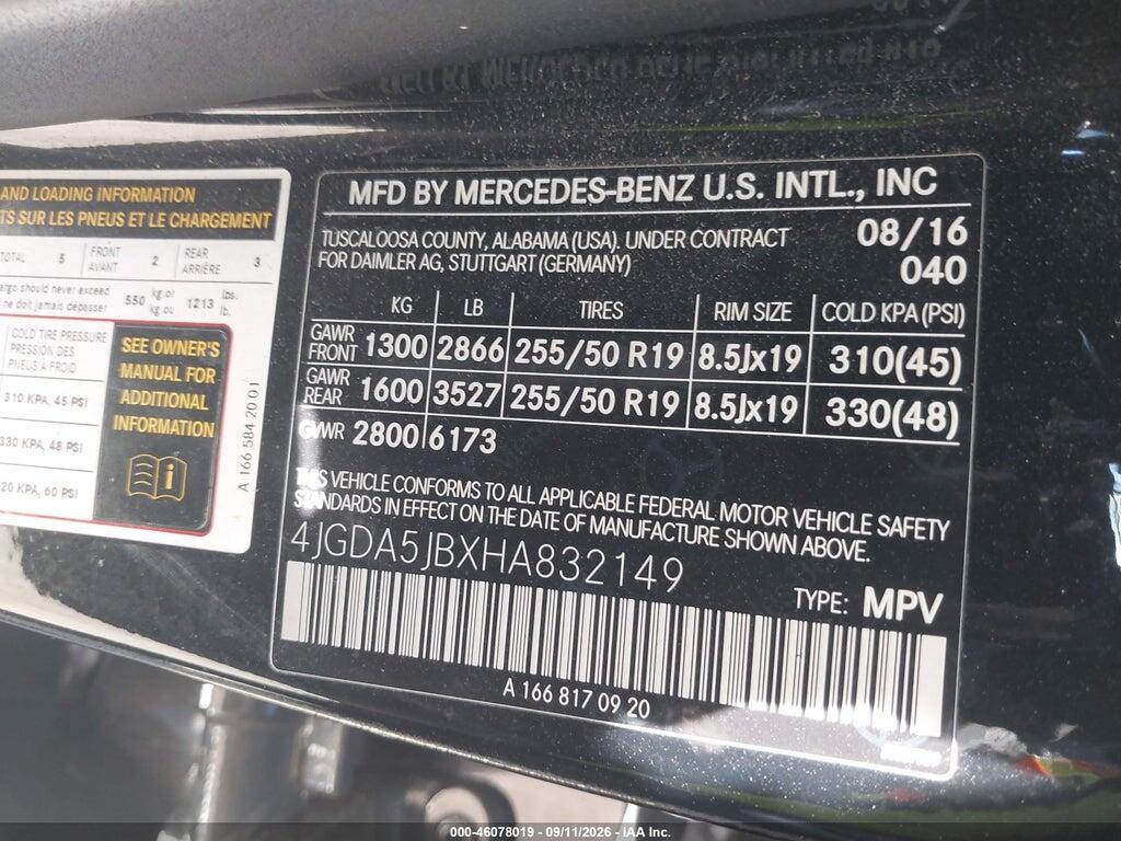 4JGDA5JBXHA832149 2017 MERCEDES-BENZ GLE 350 photo no. 9