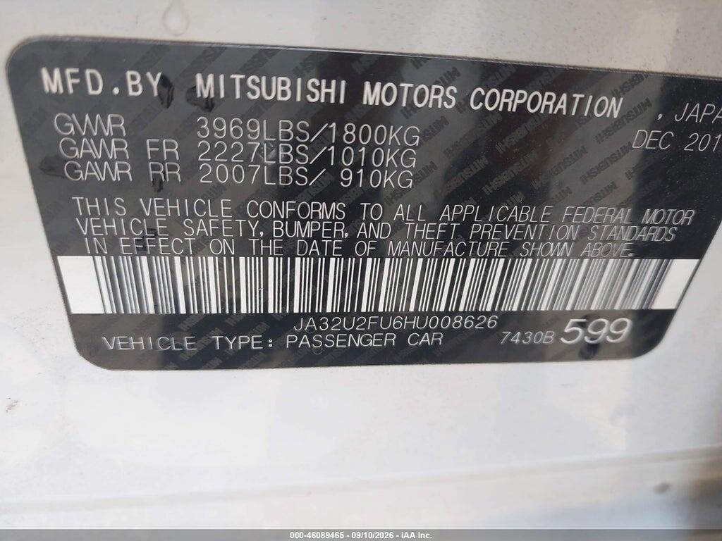 JA32U2FU6HU008626 2017 MITSUBISHI LANCER photo no. 9