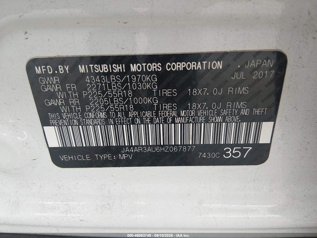 JA4AR3AU6HZ067877 2017 MITSUBISHI OUTLANDER SPORT photo no. 9