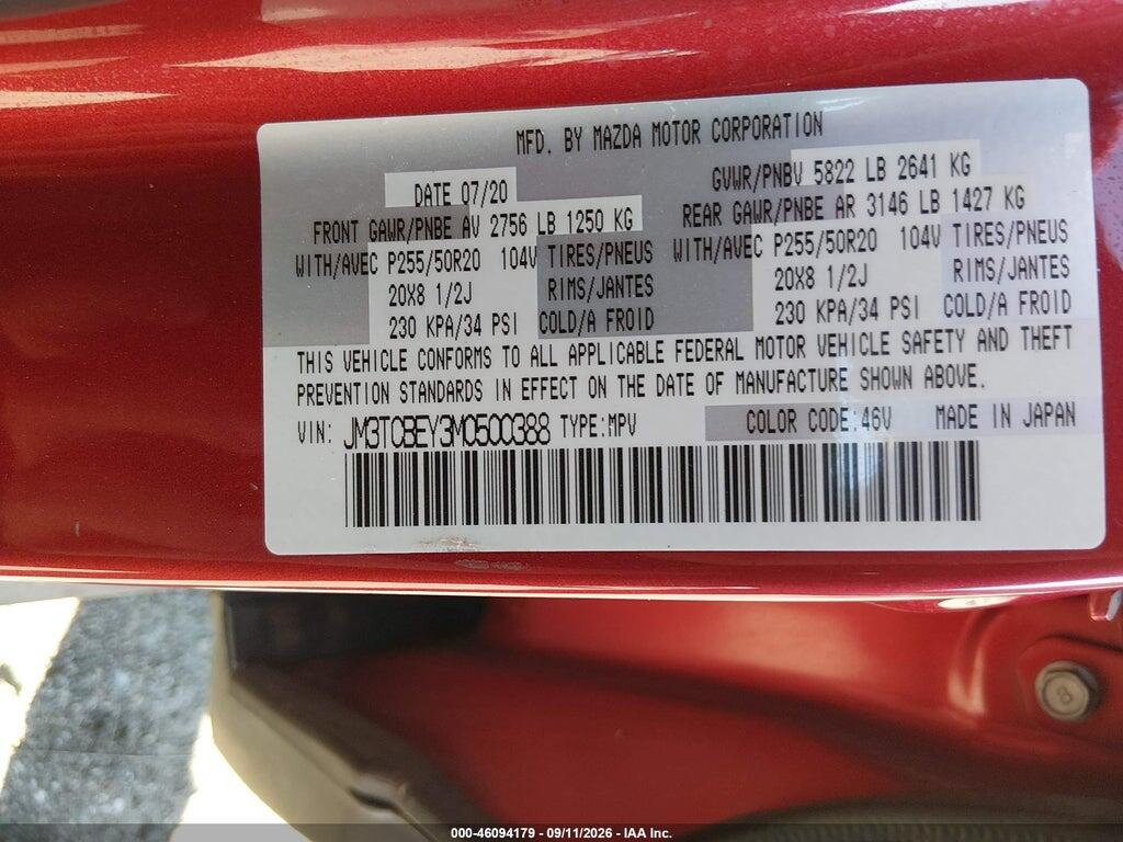 JM3TCBEY3M0500388 2021 MAZDA CX-9 photo no. 9