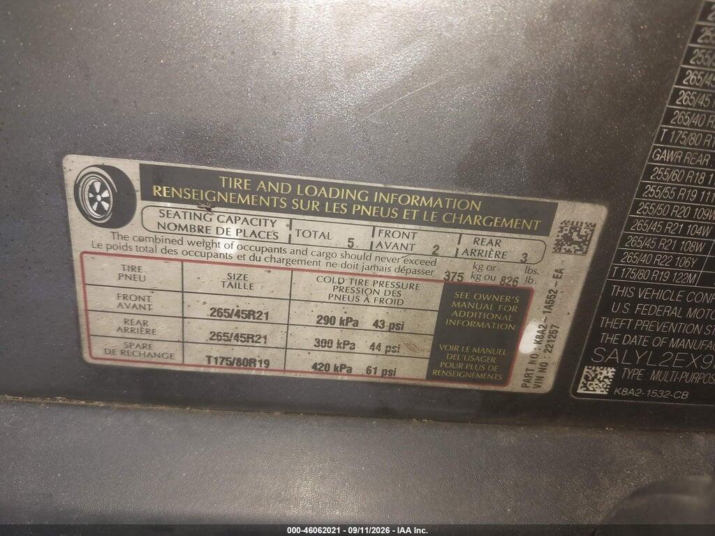 SALYL2EX9KA221257 2019 LAND ROVER RANGE ROVER VELAR photo no. 9