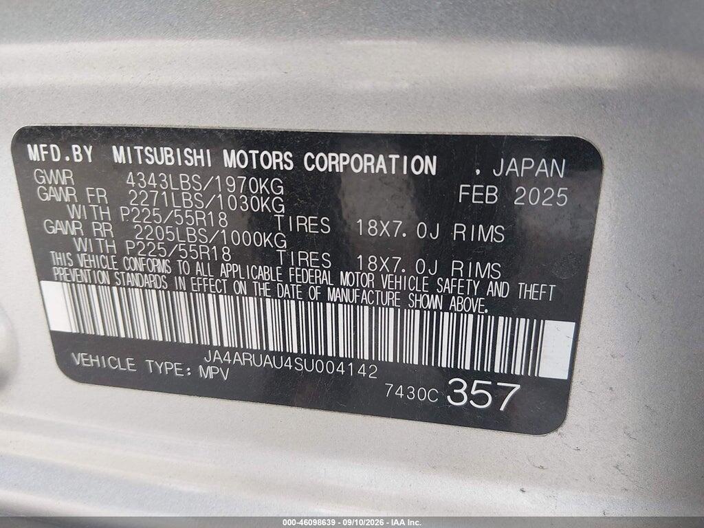 JA4ARUAU4SU004142 2025 MITSUBISHI OUTLANDER SPORT photo no. 9