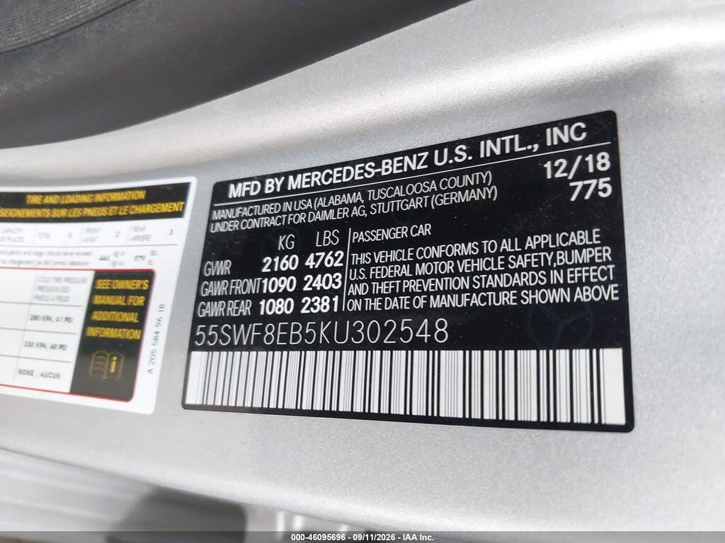 55SWF8EB5KU302548 2019 MERCEDES-BENZ C 300 photo no. 9