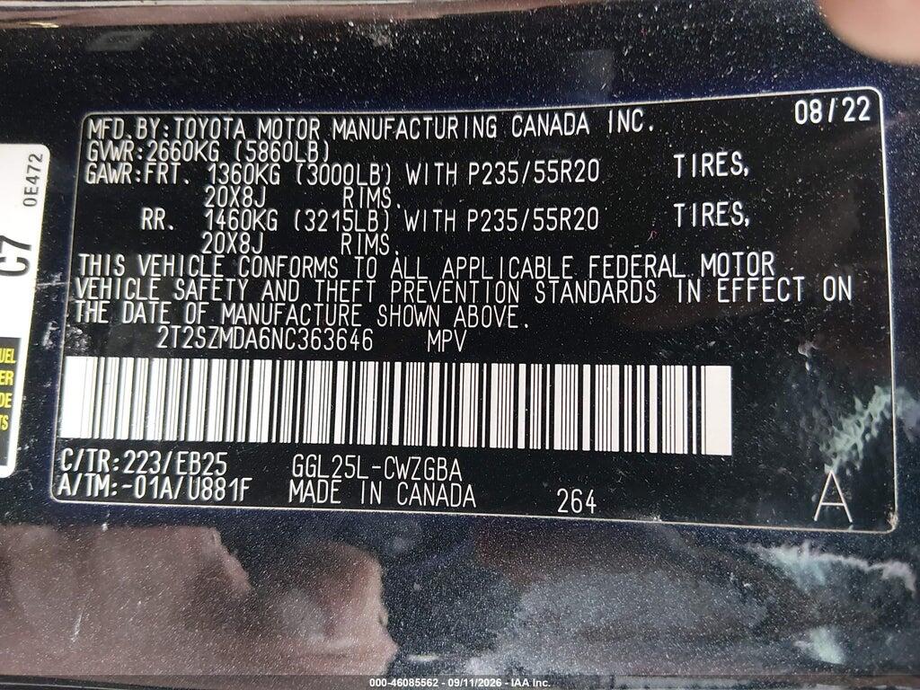 2T2SZMDA6NC363646 2022 LEXUS RX 350 photo no. 9
