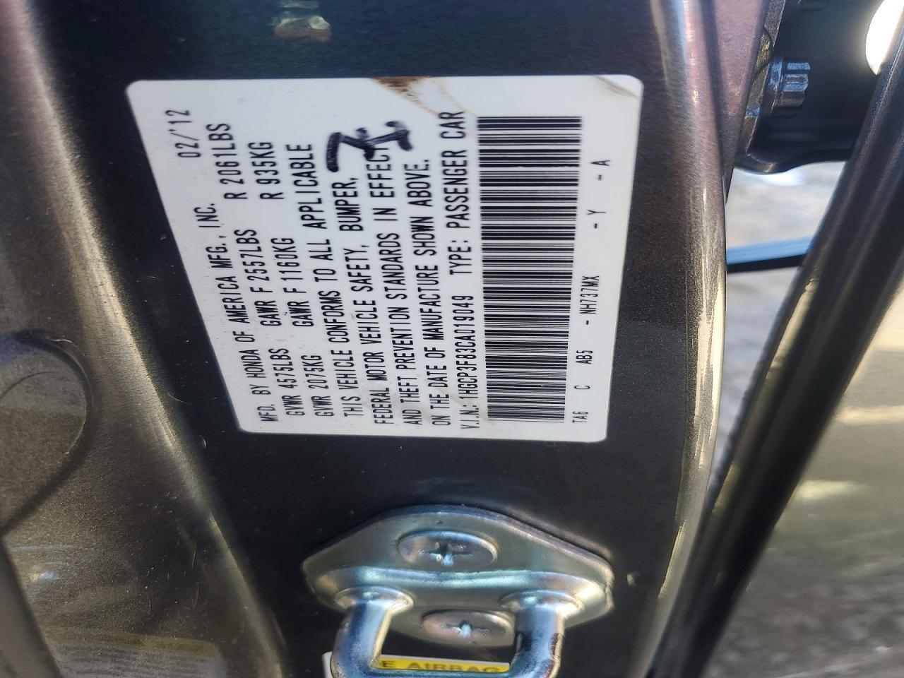 1HGCP3F83CA019049 2012 HONDA ACCORD photo no. 12