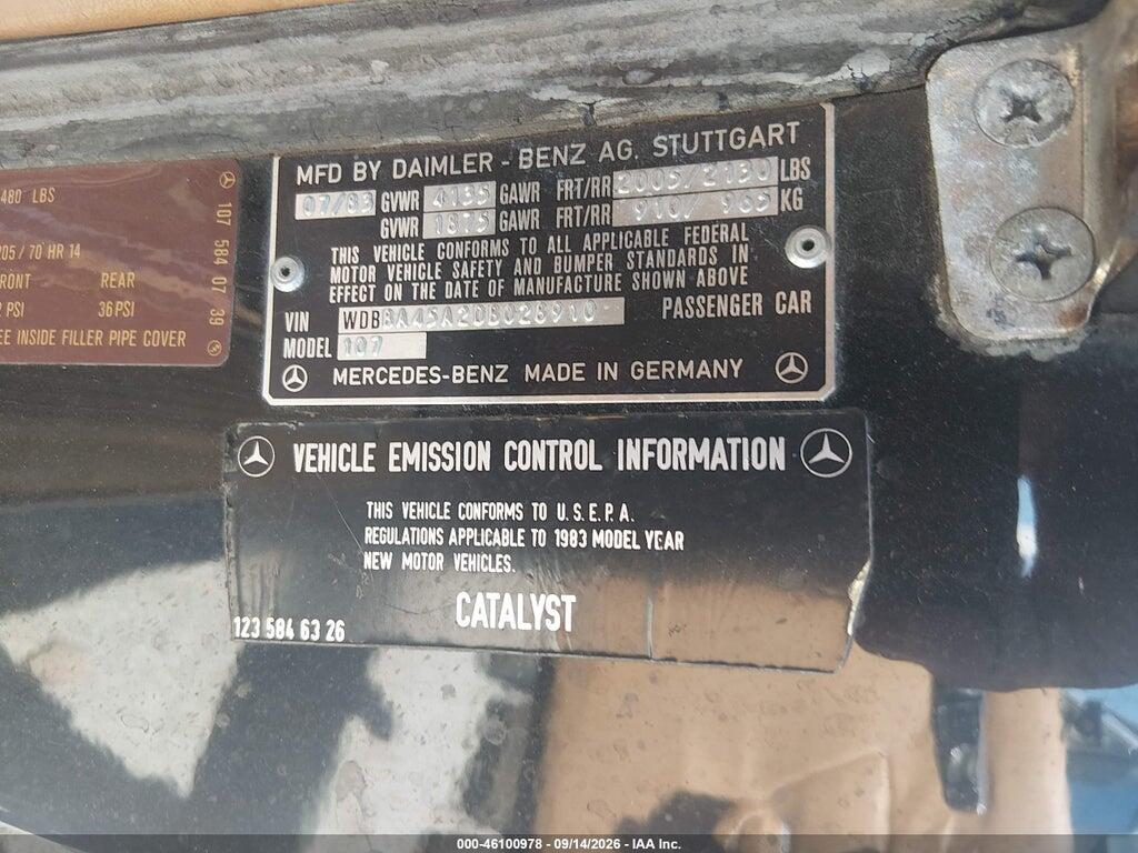 WDBBA45A2DB028910 1983 MERCEDES-BENZ 380 photo no. 9