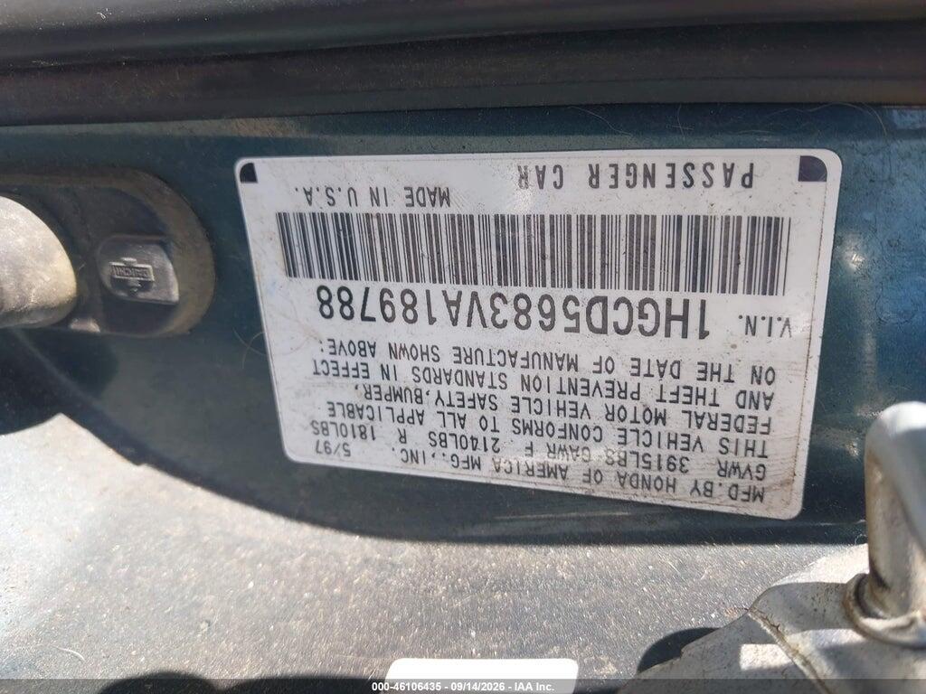 14GCD5683VA189788 1997 HONDA ACCORD photo no. 9